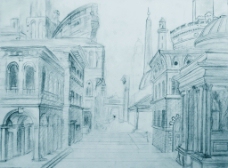 建筑素描画图片