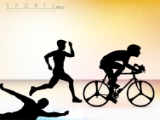 奥运矢量插图展示奥林匹克铁人三项运动员开始显示进展
