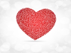 闪亮的红色心形的小心脏形状的灰色无缝背景