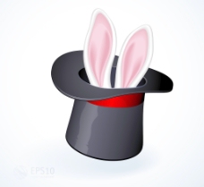 兔子耳朵出现从魔术帽子矢量