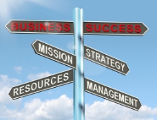 商业成功的路标显示任务的战略资源管理