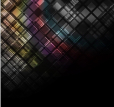 七彩动感光线方形格子商务科技背景图片