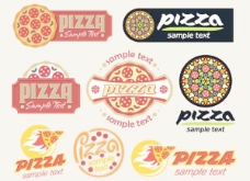儿童卡通pizza标签贴纸矢量素材1