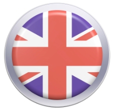 英国国旗上的圆形按钮白色隔离