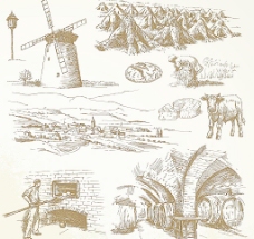 木桶手绘农庄图片