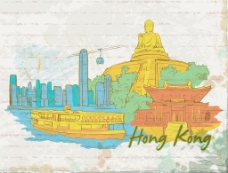 香港涂鸦和垃圾背景矢量插画