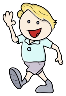 快乐的男孩行走卡通插画矢量