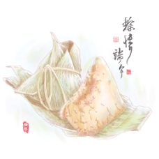 矢量绘图的粽子端午节的传统饺子翻译的中文文本爱端午节粽子