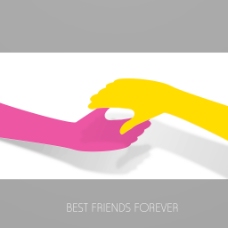 好朋友快乐友谊日背景的握手和文本永远最好的朋友