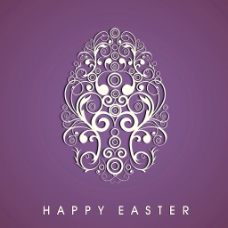 复活节快乐的背景或卡在紫色的创意和花装饰蛋