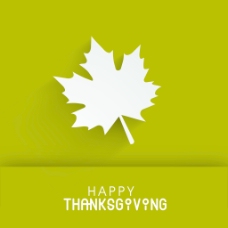 感恩节快乐的概念 绿色背景 离开美丽的白色autukn