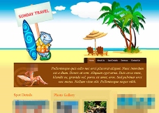 旅游休闲白云天空海边休闲度假旅游网站模板