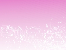 音乐背景不同的笔记上粉色的花