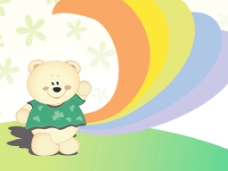 快乐的泰迪熊和彩虹的动画背景