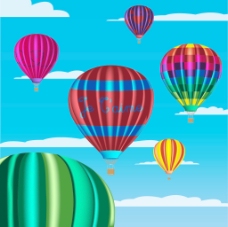 彩色热气球与乙脑太美的矢量格式在天空背景