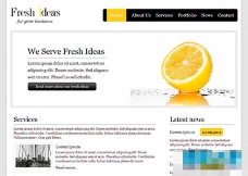 创意水纹新鲜创意灰色底纹黄色水果html5模板