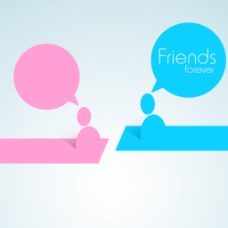 情人节快乐的概念与用户的图标和蓝色背景上的泡泡