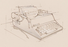 手绘办公室用品 打字机图片