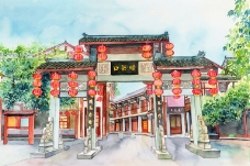 水彩效果位图插画艺术效果水彩中国风免费素材