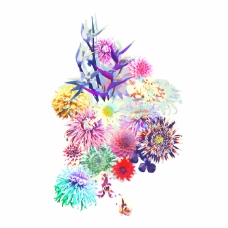 水彩效果印花矢量图艺术效果水彩植物花卉免费素材