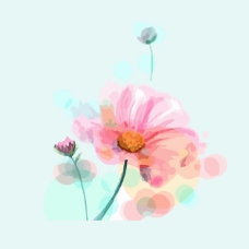 水彩效果印花矢量图艺术效果水彩植物花朵免费素材