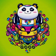 卡通生活位图可爱卡通卡通动物熊猫生活元素免费素材