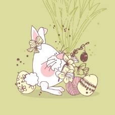 印花矢量图 卡通 卡通动物 兔子 植物 免费素材