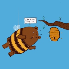 位图 卡通 卡通动物 熊 蜜蜂 免费素材