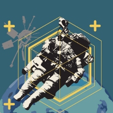 印花矢量图T恤图案人物宇航员生活元素免费素材