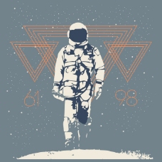 印花矢量图T恤图案图文结合人物宇航员免费素材