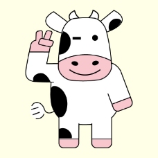 动物形象印花矢量图T恤图案卡通形象卡通动物奶牛免费素材