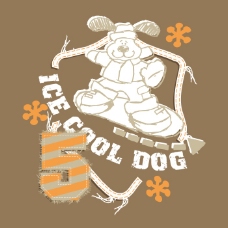 印花矢量图 T恤图案 图文结合 动物 狗 免费素材