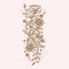植物图案花纹印花矢量图T恤图案绣花花纹植物花纹免费素材