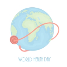 摘要世界卫生日的概念 对全球的灰色背景