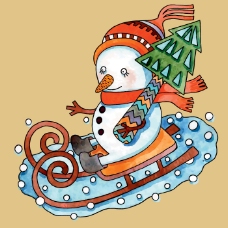 喜庆节日印花矢量图节日喜庆圣诞节雪人围巾免费素材
