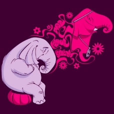 动物插图位图插画动物大象色彩免费素材
