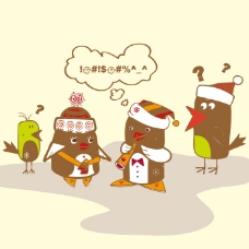 鸟类动物印花矢量图可爱卡通卡通动物企鹅鸟类免费素材