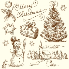印花矢量图 圣诞节 雪人 文字 免费素材