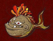 动物插图位图插画动物食人鱼色彩免费素材