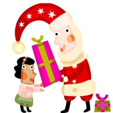 圣诞女孩印花矢量图可爱卡通圣诞节女孩圣诞老人免费素材