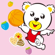 印花矢量图卡通动物小熊草莓饼干免费素材