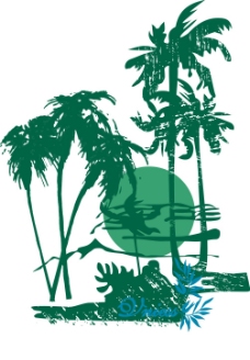 印花矢量图 树 椰树 色彩 绿色 免费素材