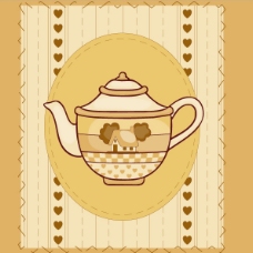 印花矢量图 色彩 黄色 茶壶 免费素材