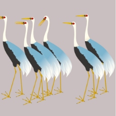 鸟类动物印花矢量图动物鸟类仙鹤色彩免费素材