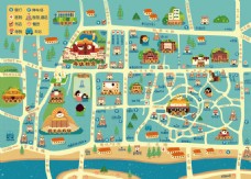 SPA插图插画拉萨旅游地图
