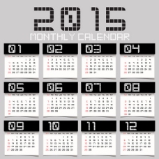 2015年黑白个性日历矢量图