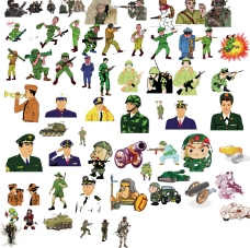 源文件军人战士警察卡通形象造型