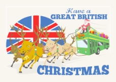 英国的圣诞老人驯鹿双双层巴士