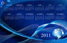 2011年日历蓝色网格地球仪矢量素材