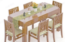 餐桌组合餐桌椅组合3dmax模型